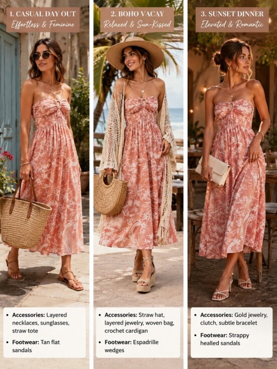 H&M Dresses & Skirts - H&M floral cottagecore smocked tie detail halter apricot tropical maxi large